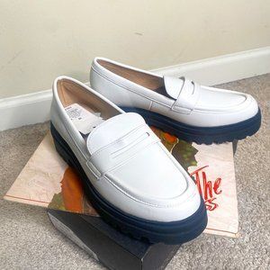 White Pleather Platform Loafers